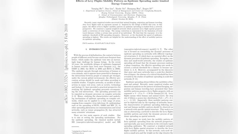 Effects of Levy Flights Mobility Pattern on Epidemic Spreading under   Limited Energy Constraint