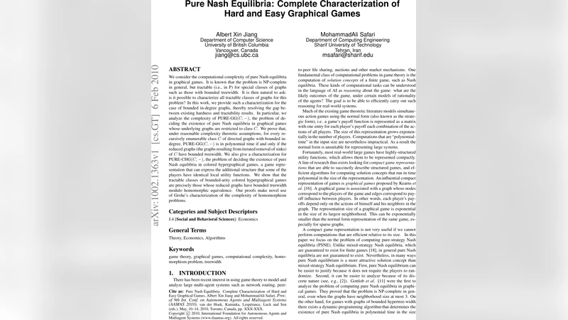 Pure Nash Equilibria: Complete Characterization of Hard and Easy   Graphical Games