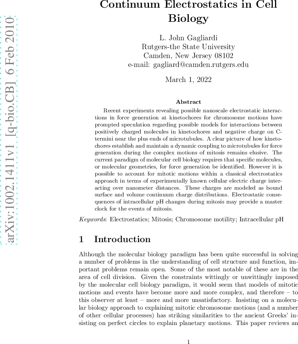 Continuum Electrostatics in Cell Biology