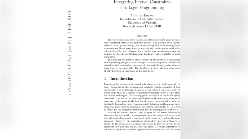 Integrating Interval Constraints into Logic Programming