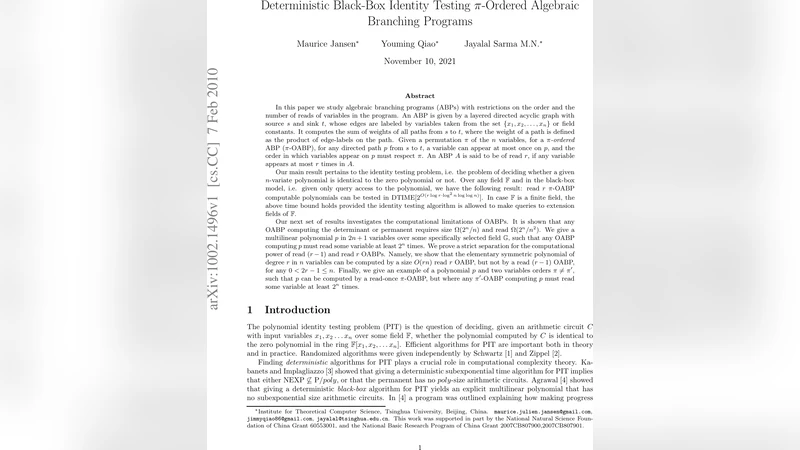 Deterministic Black-Box Identity Testing $pi$-Ordered Algebraic   Branching Programs