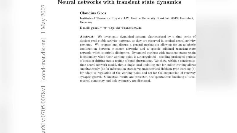 Neural networks with transient state dynamics