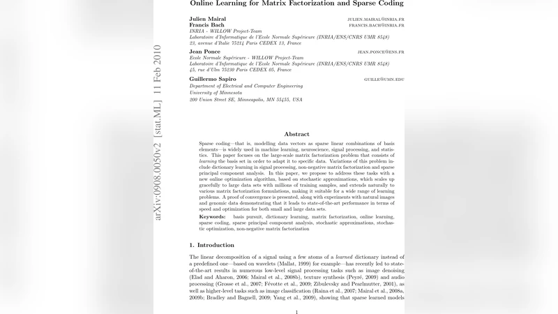 Online Learning for Matrix Factorization and Sparse Coding