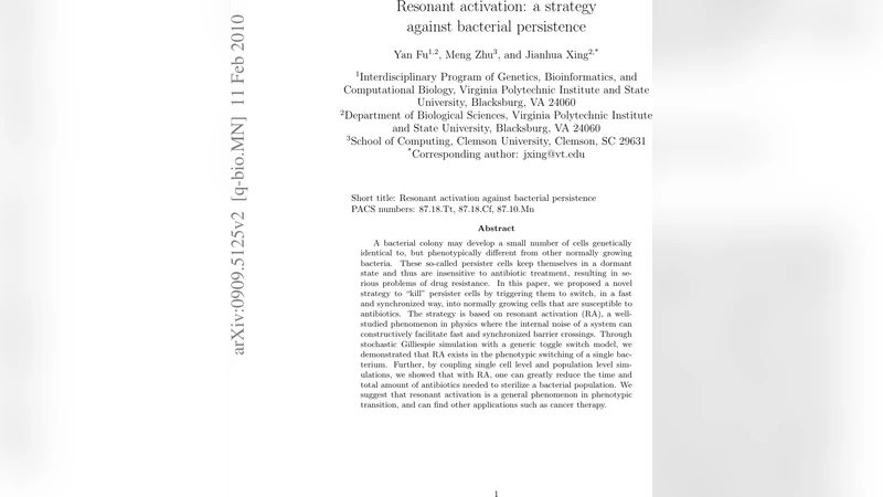 Resonant activation: a strategy against bacterial persistence