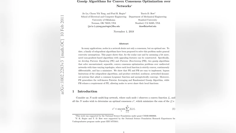 Gossip Algorithms for Convex Consensus Optimization over Networks