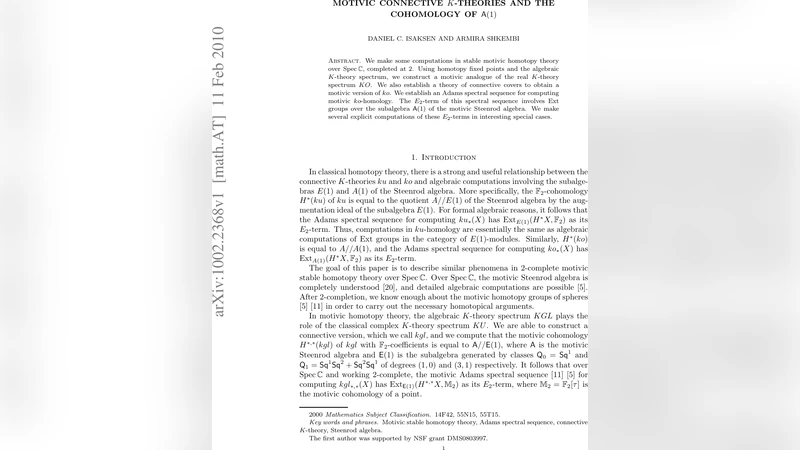 Motivic connective K-theories and the cohomology of A(1)