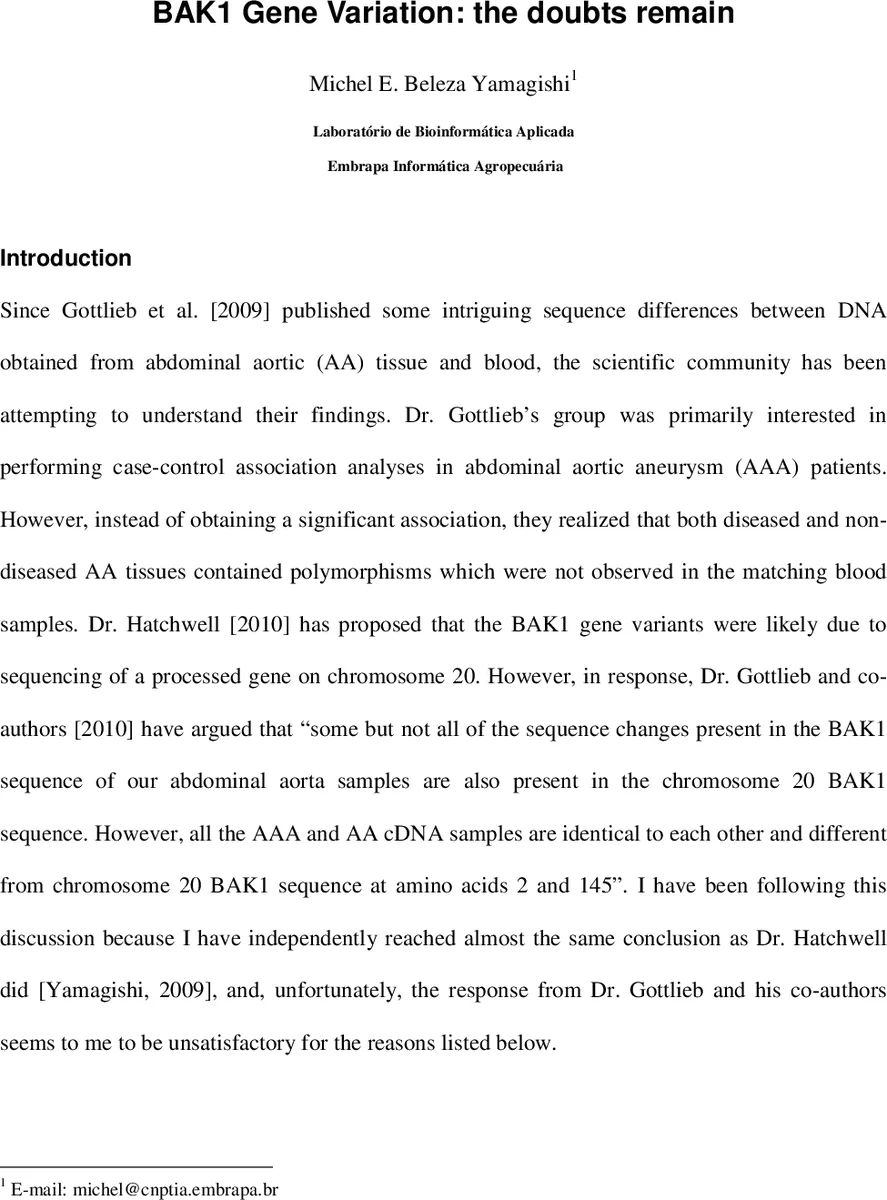 BAK1 Gene Variation: the doubts remain