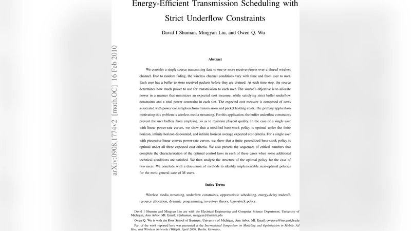 Energy-Efficient Transmission Scheduling with Strict Underflow   Constraints
