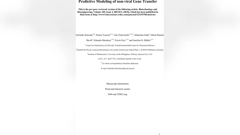 Predictive Modeling of Non-Viral Gene Transfer