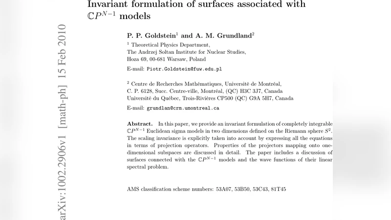 Invariant formulation of surfaces associated with $CP^{N-1}$ models