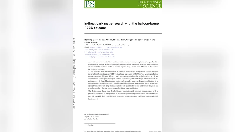 Indirect dark matter search with the balloon-borne PEBS detector
