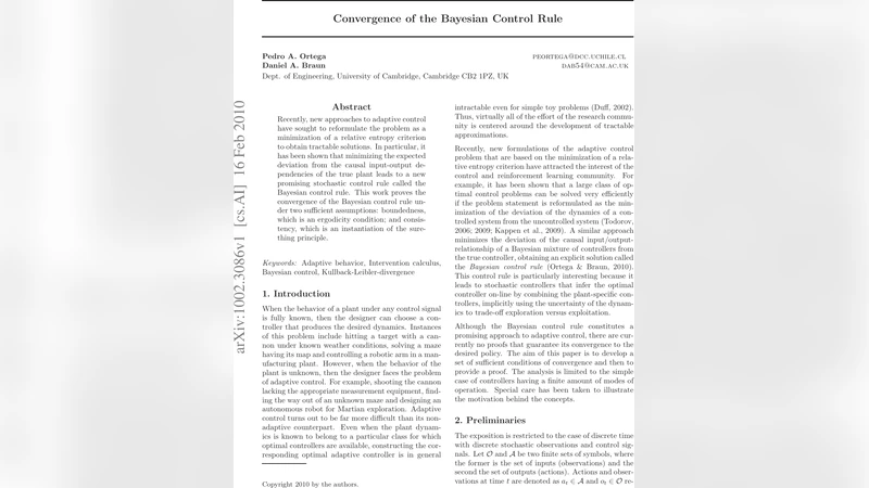 Convergence of Bayesian Control Rule