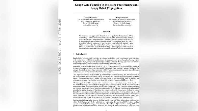 Graph Zeta Function in the Bethe Free Energy and Loopy Belief   Propagation