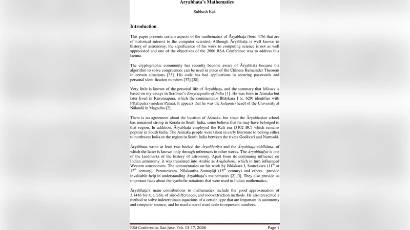 Aryabhatas Mathematics
