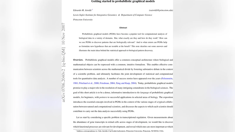 Getting started in probabilistic graphical models