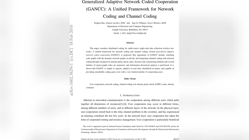 Generalized Adaptive Network Coded Cooperation (GANCC): A Unified   Framework for Network Coding and Channel Coding