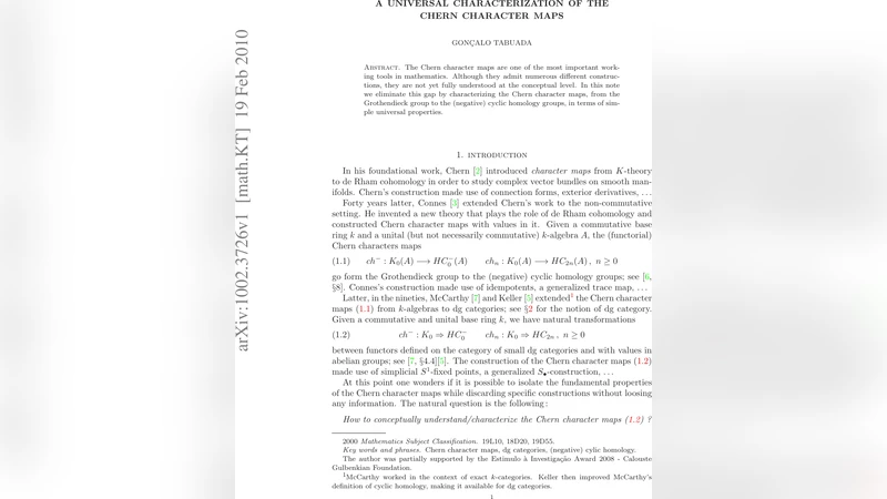 A universal characterization of the Chern character maps
