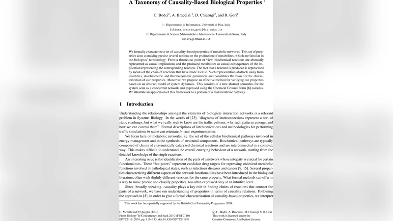 A Taxonomy of Causality-Based Biological Properties