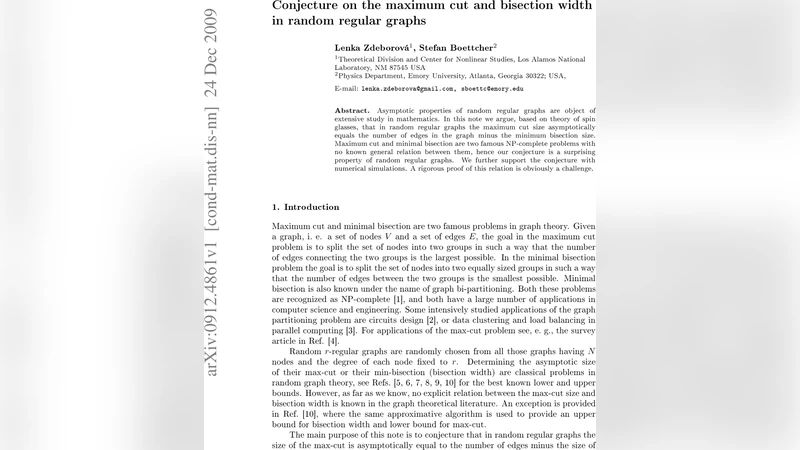 Conjecture on the maximum cut and bisection width in random regular   graphs