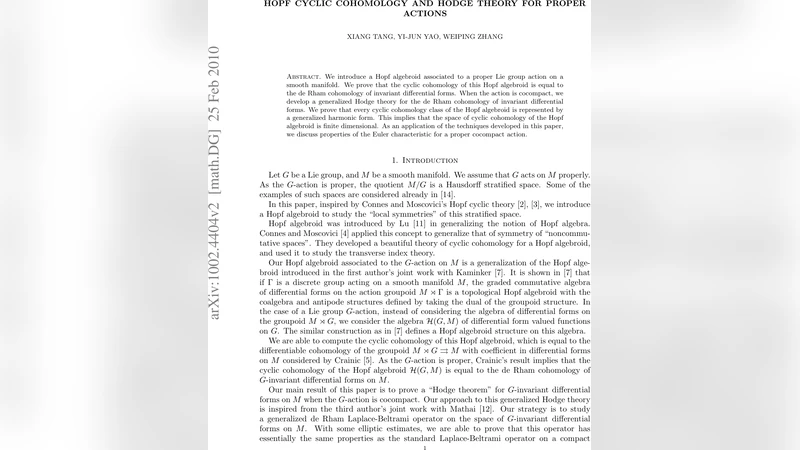 Hopf cyclic cohomology and Hodge theory for proper actions