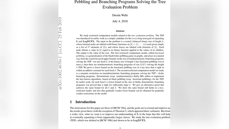 Pebbling and Branching Programs Solving the Tree Evaluation Problem