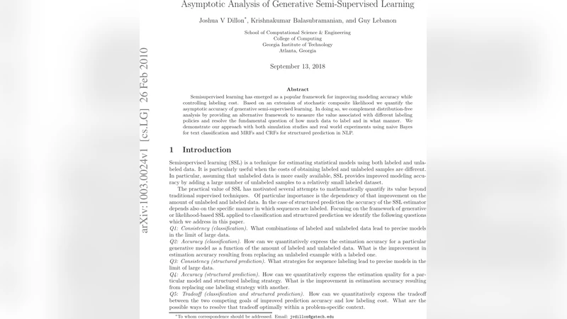 Asymptotic Analysis of Generative Semi-Supervised Learning