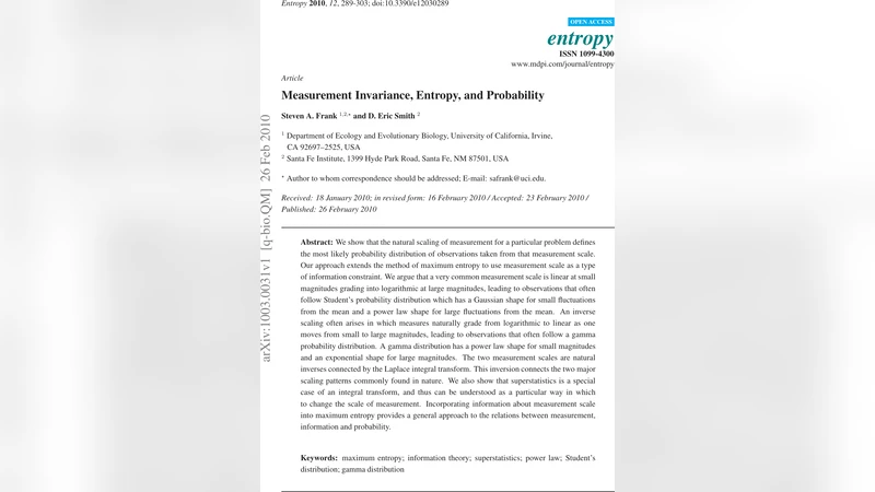 Measurement Invariance, Entropy, and Probability