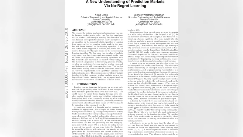 A New Understanding of Prediction Markets Via No-Regret Learning