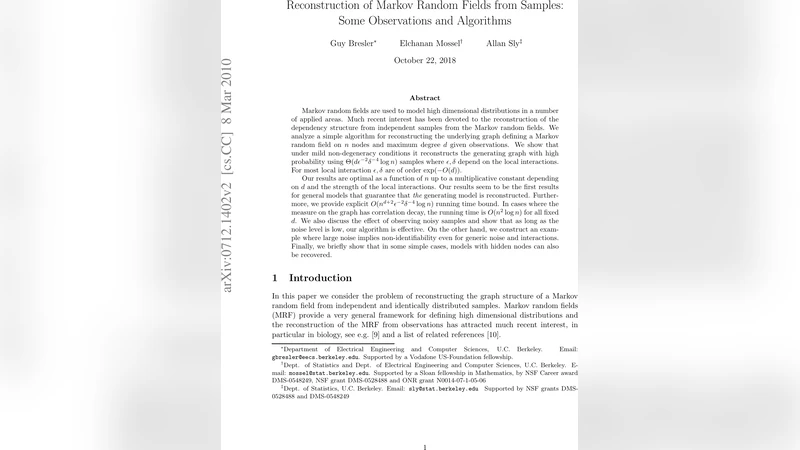 Reconstruction of Markov Random Fields from Samples: Some Easy   Observations and Algorithms