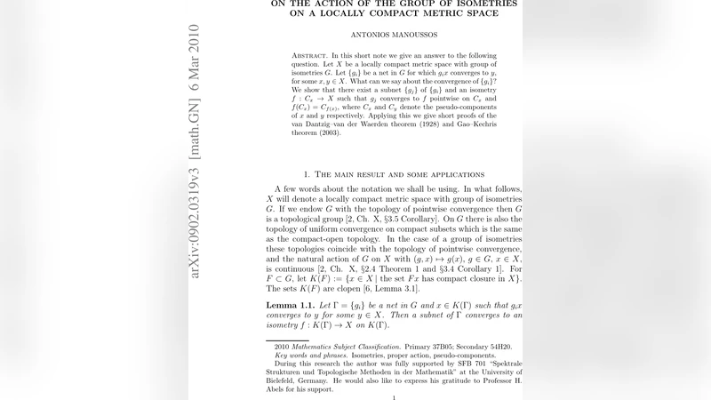 On the action of the group of isometries on a locally compact metric   space