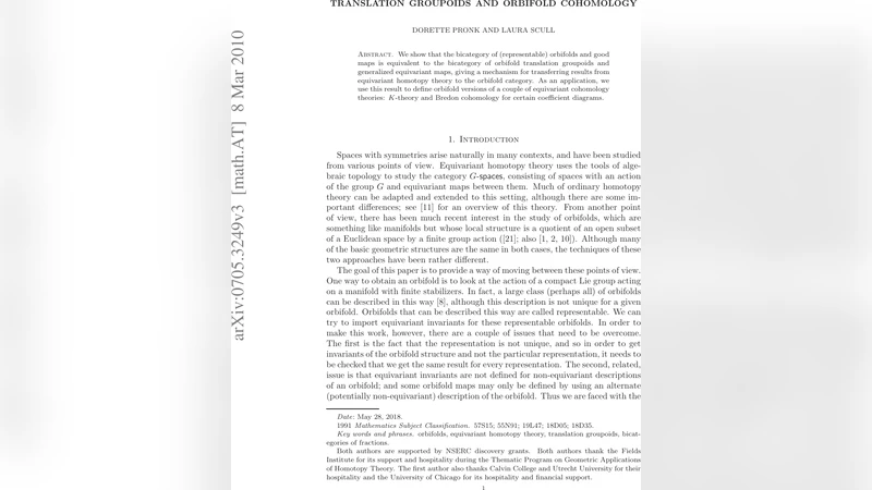Translation Groupoids and Orbifold Bredon Cohomology