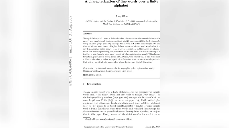 A characterization of fine words over a finite alphabet