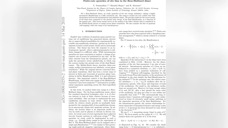 Finite-rate quenches of site bias in the Bose-Hubbard dimer
