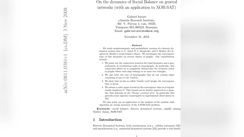 On the dynamics of Social Balance on general networks (with an   application to XOR-SAT)