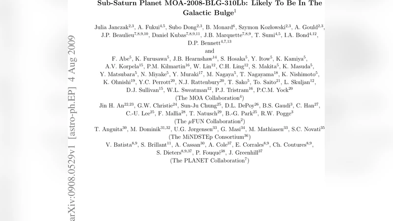 Sub-Saturn Planet MOA-2008-BLG-310Lb: Likely To Be In The Galactic Bulge