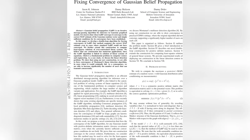 Fixing Convergence of Gaussian Belief Propagation