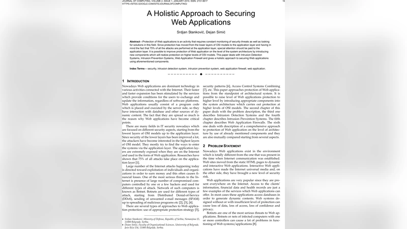 A Holistic Approach to Securing Web Applications