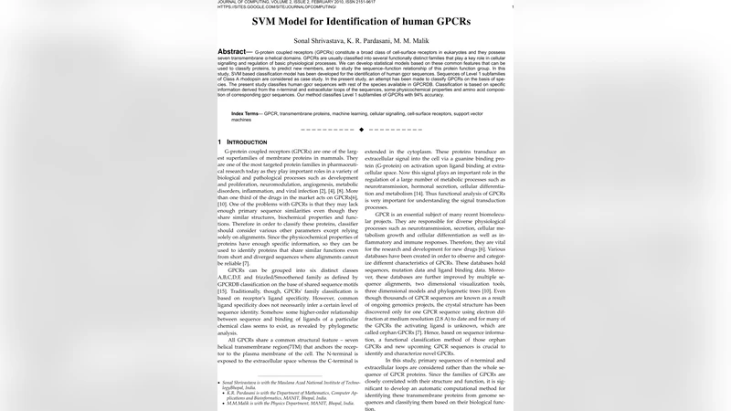 SVM Model for Identification of human GPCRs