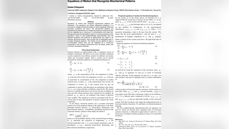 Equations of Motion that Recognize Biochemical Patterns
