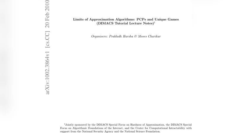 Limits of Approximation Algorithms: PCPs and Unique Games (DIMACS   Tutorial Lecture Notes)