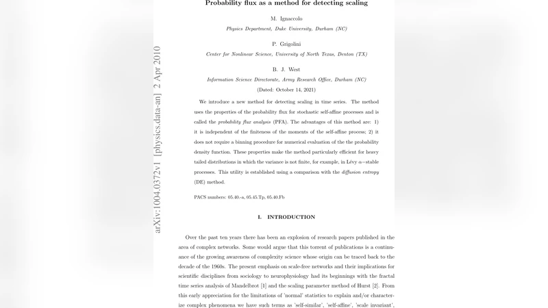 Probability flux as a method for detecting scaling