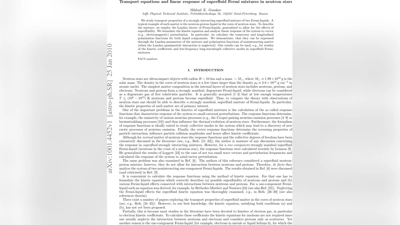 Transport equations and linear response of superfluid Fermi mixtures in   neutron stars