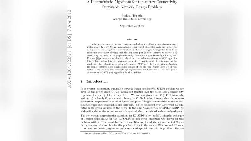 A Deterministic Algorithm for the Vertex Connectivity Survivable Network   Design Problem