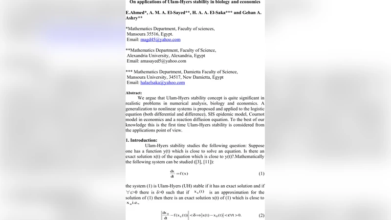 On applications of Ulam-Hyers stability in biology and economics