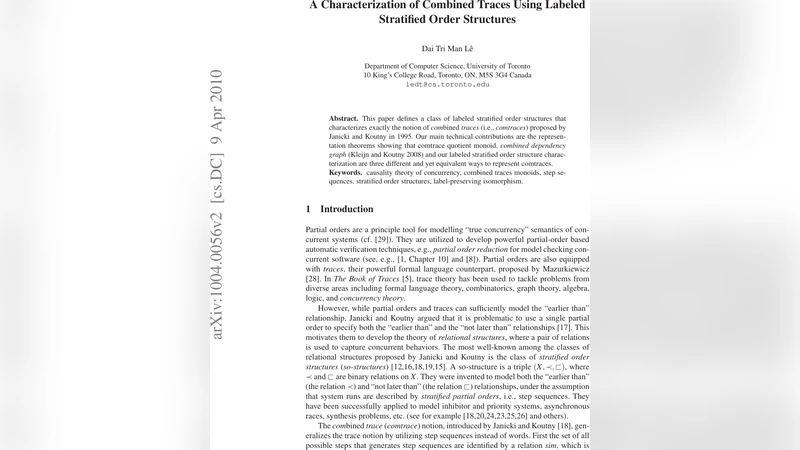 A Characterization of Combined Traces Using Labeled Stratified Order   Structures