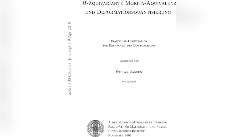 H-"aquivariante Morita-"Aquivalenz und Deformationsquantisierung