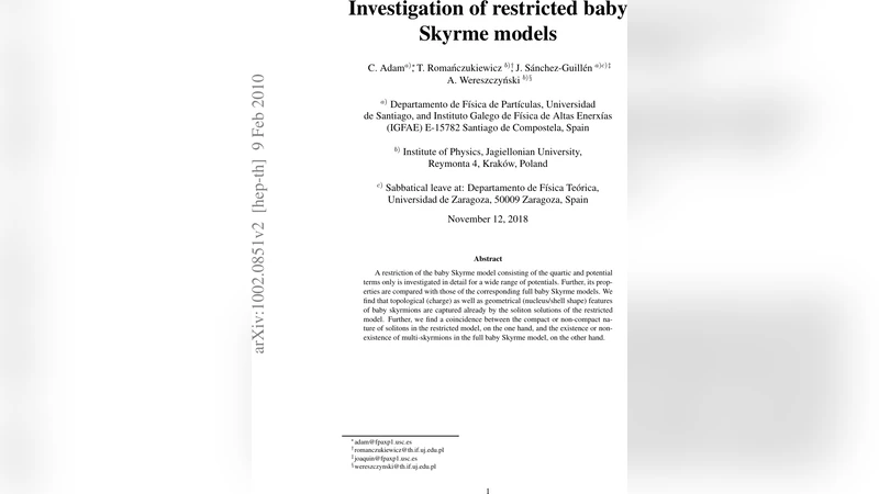 Investigation of restricted baby Skyrme models