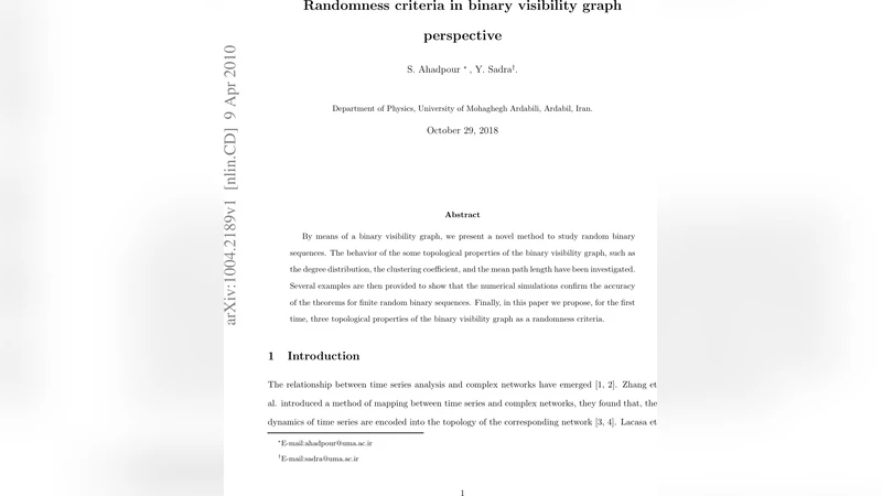 Randomness criteria in binary visibility graph perspective