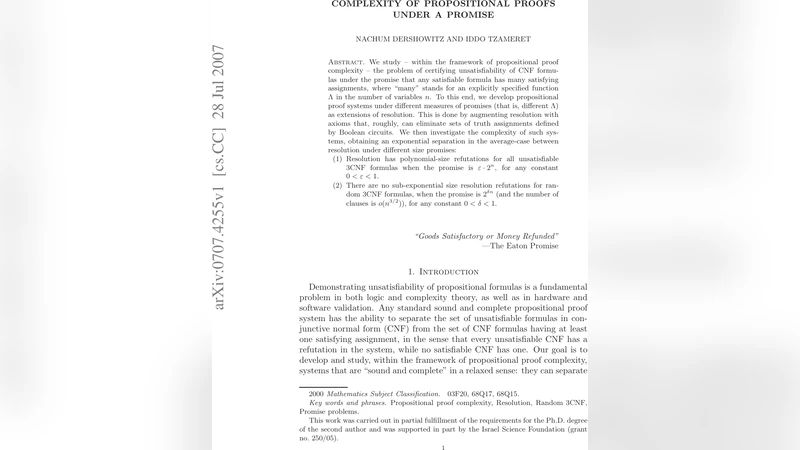 Complexity of Propositional Proofs under a Promise