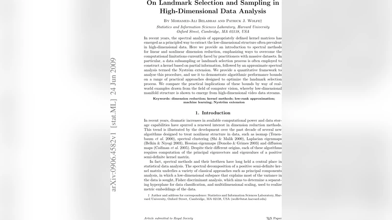 On landmark selection and sampling in high-dimensional data analysis